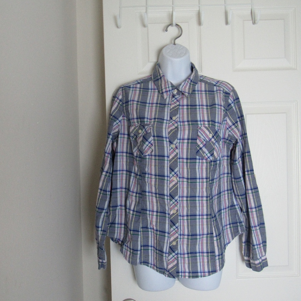Old Navy Long Sleeve Button Down Gray/Blue Size L